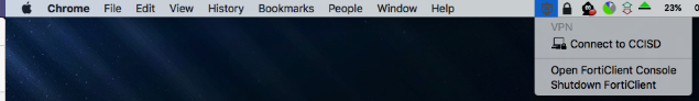 OSX menu bar black shield, connect to profile display
