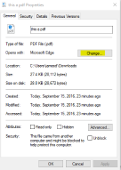 File properties page, change button display