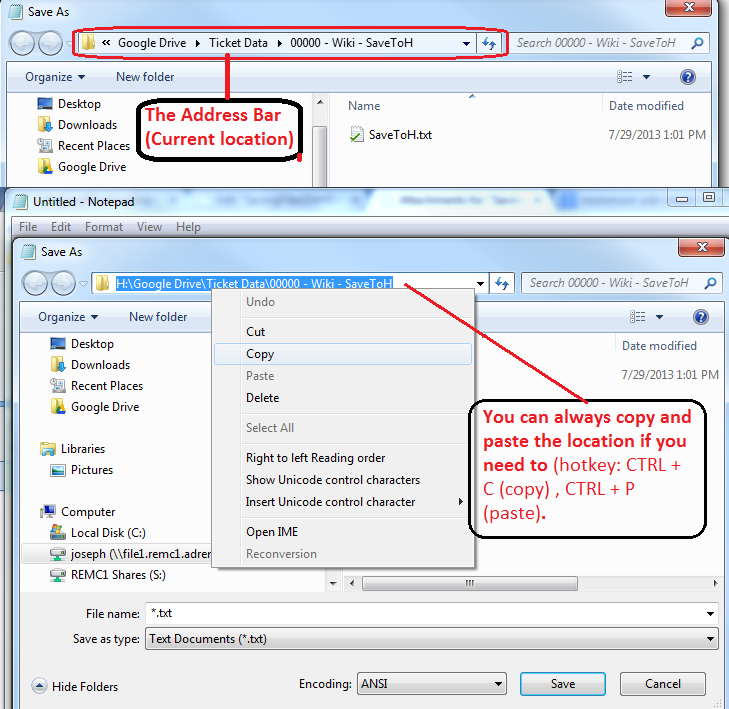 Windows address bar location display Windows address bar location display