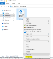 Right clicked file, properties option display